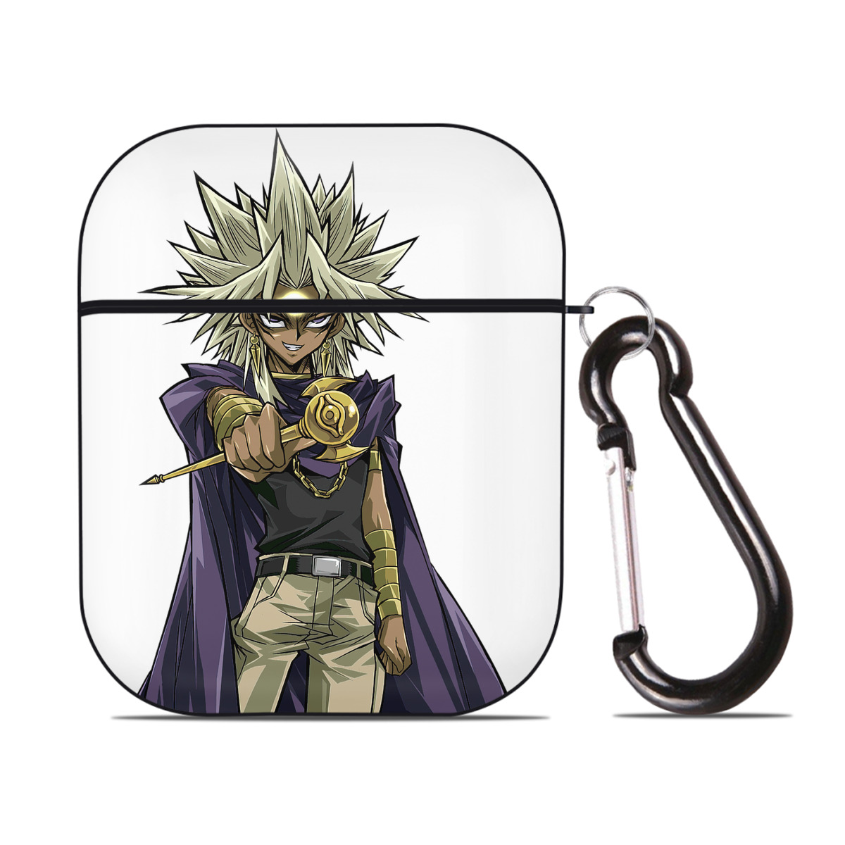 （画像用） 遊☆戯☆王 Yu-Gi-Oh! AirPods 第2世代保護ケース ハードシェル ブラック 耐衝撃・防指紋・カラビナ付き