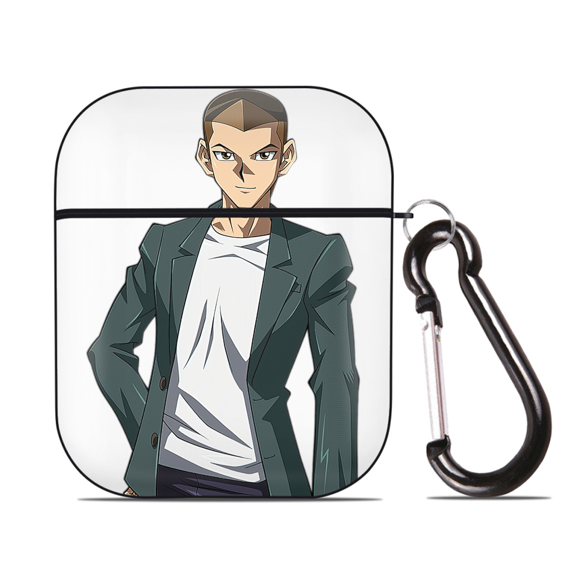 （画像用） 遊☆戯☆王 Yu-Gi-Oh! AirPods 第2世代保護ケース ハードシェル ブラック 耐衝撃・防指紋・カラビナ付き