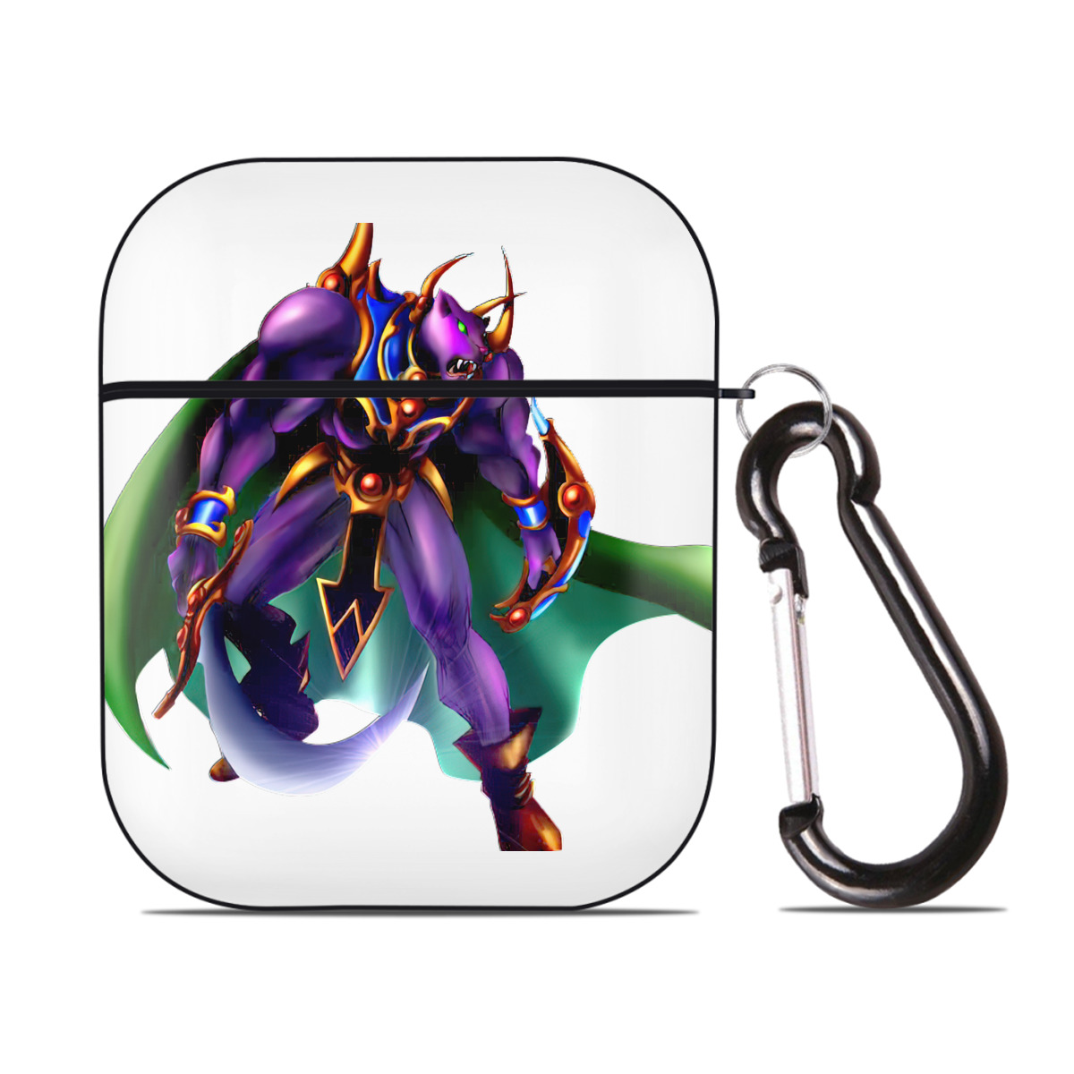 （画像用） 遊☆戯☆王 Yu-Gi-Oh! AirPods 第2世代保護ケース ハードシェル ブラック 耐衝撃・防指紋・カラビナ付き