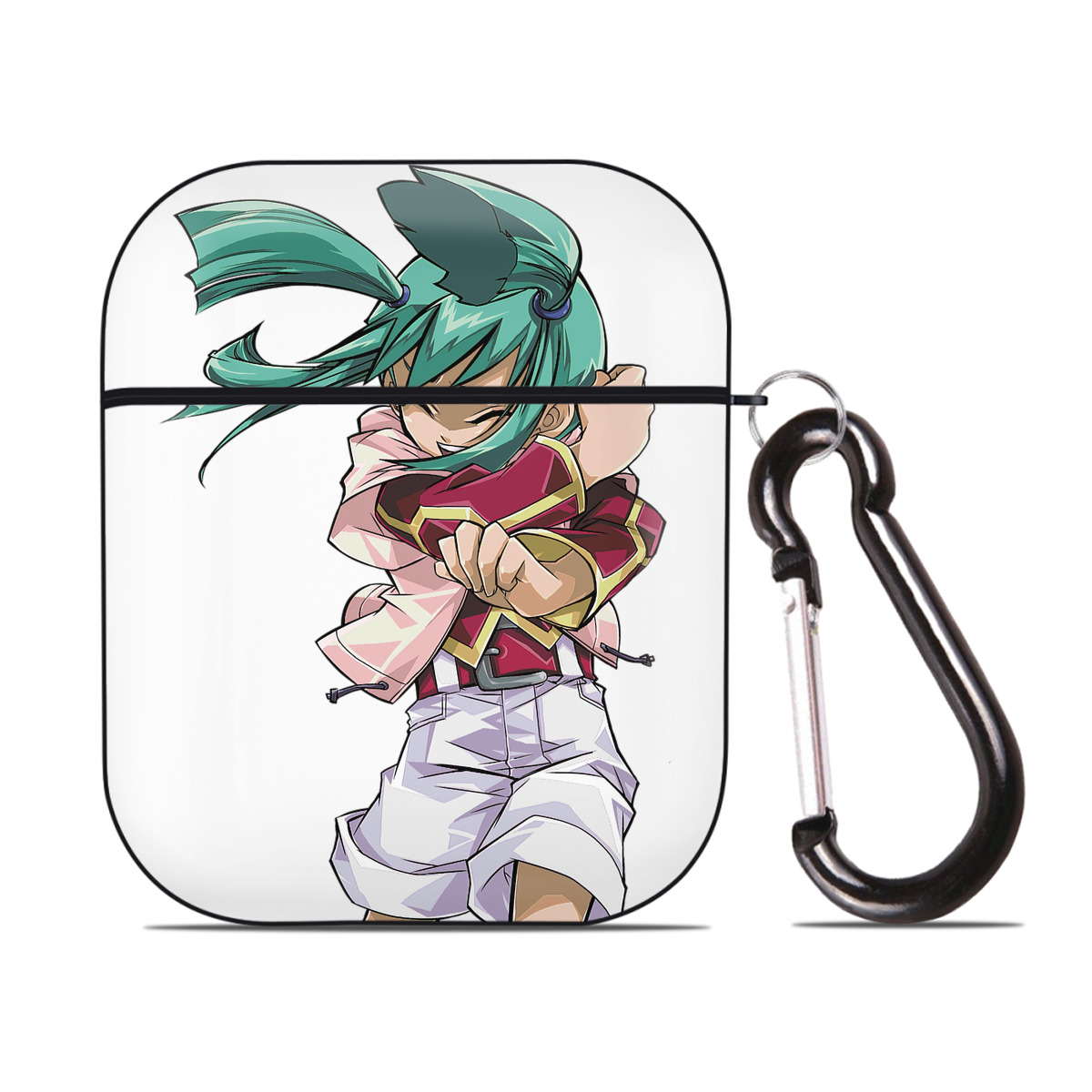 （画像用） 遊☆戯☆王 Yu-Gi-Oh! AirPods 第2世代保護ケース ハードシェル ブラック 耐衝撃・防指紋・カラビナ付き