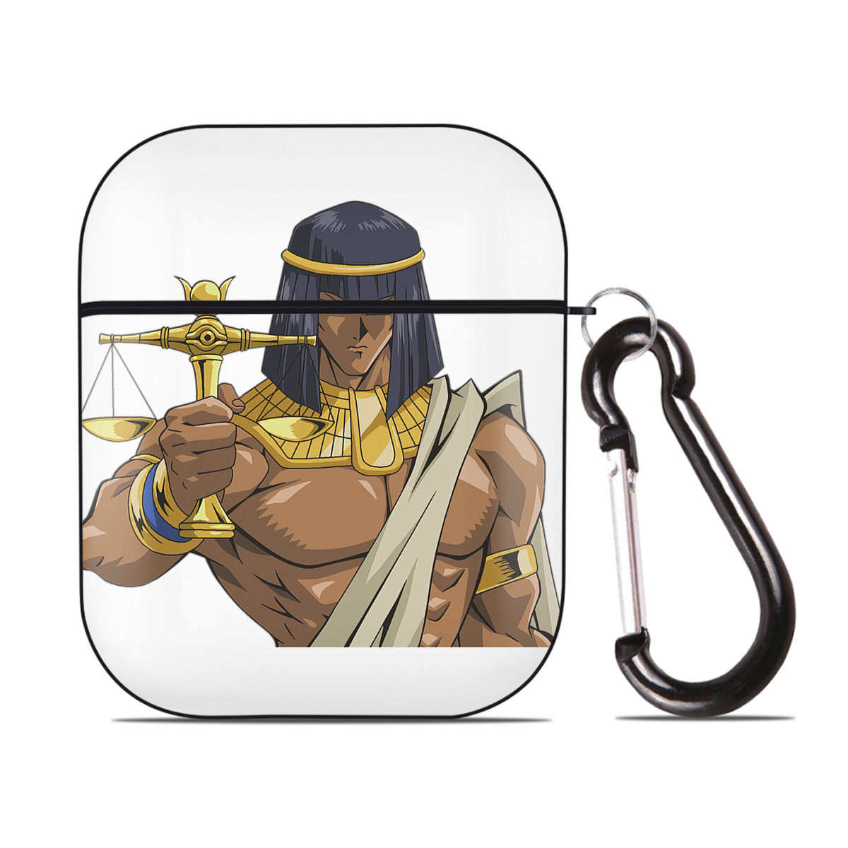 （画像用） 遊☆戯☆王 Yu-Gi-Oh! AirPods 第2世代保護ケース ハードシェル ブラック 耐衝撃・防指紋・カラビナ付き