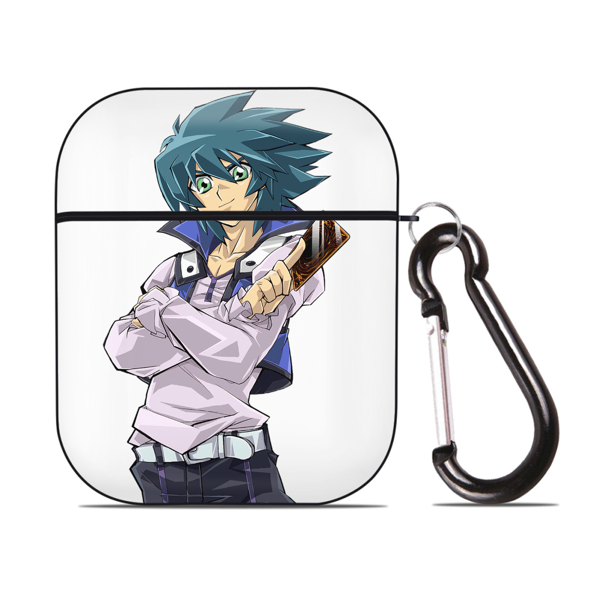 （画像用） 遊☆戯☆王 Yu-Gi-Oh! AirPods 第2世代保護ケース ハードシェル ブラック 耐衝撃・防指紋・カラビナ付き