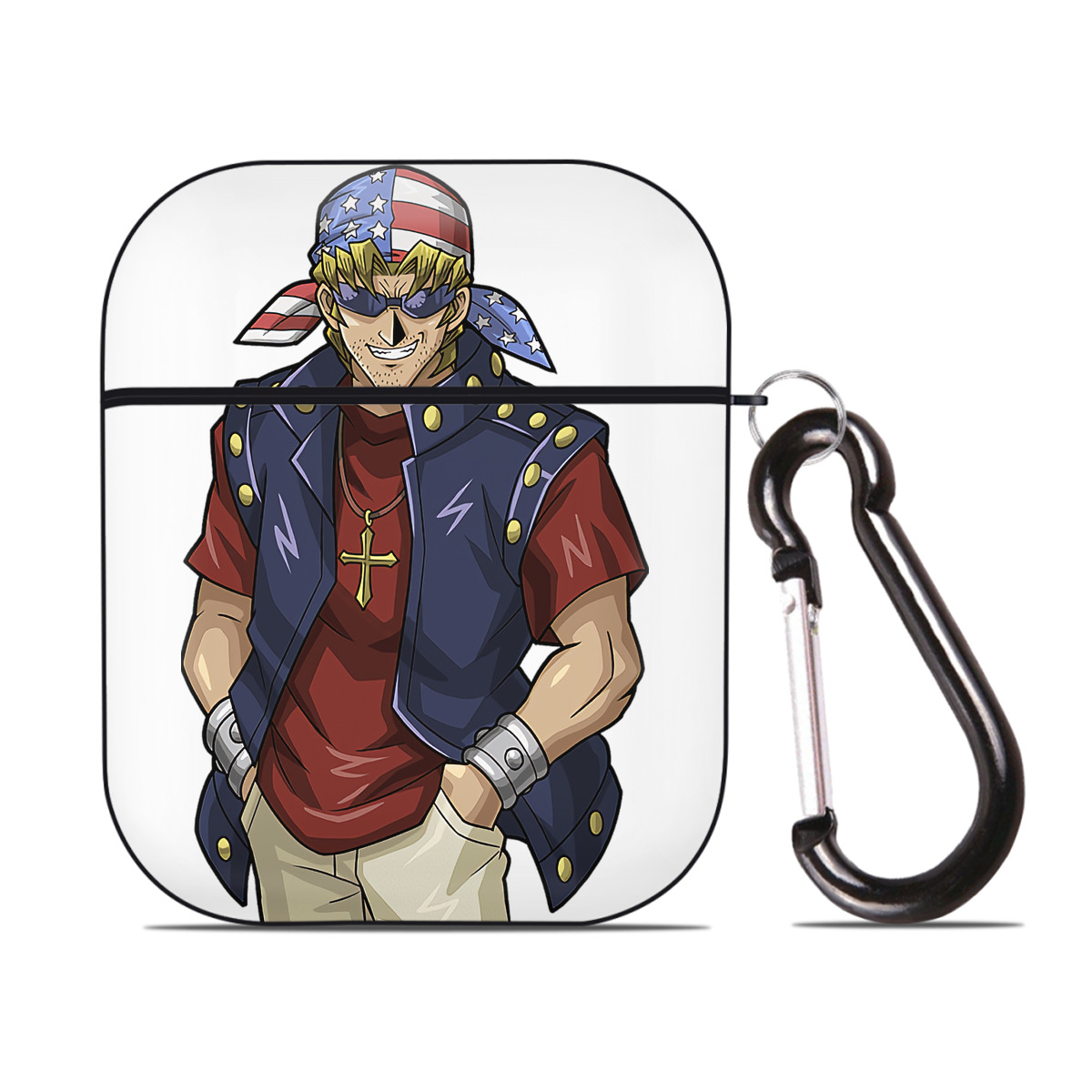 （画像用） 遊☆戯☆王 Yu-Gi-Oh! AirPods 第2世代保護ケース ハードシェル ブラック 耐衝撃・防指紋・カラビナ付き