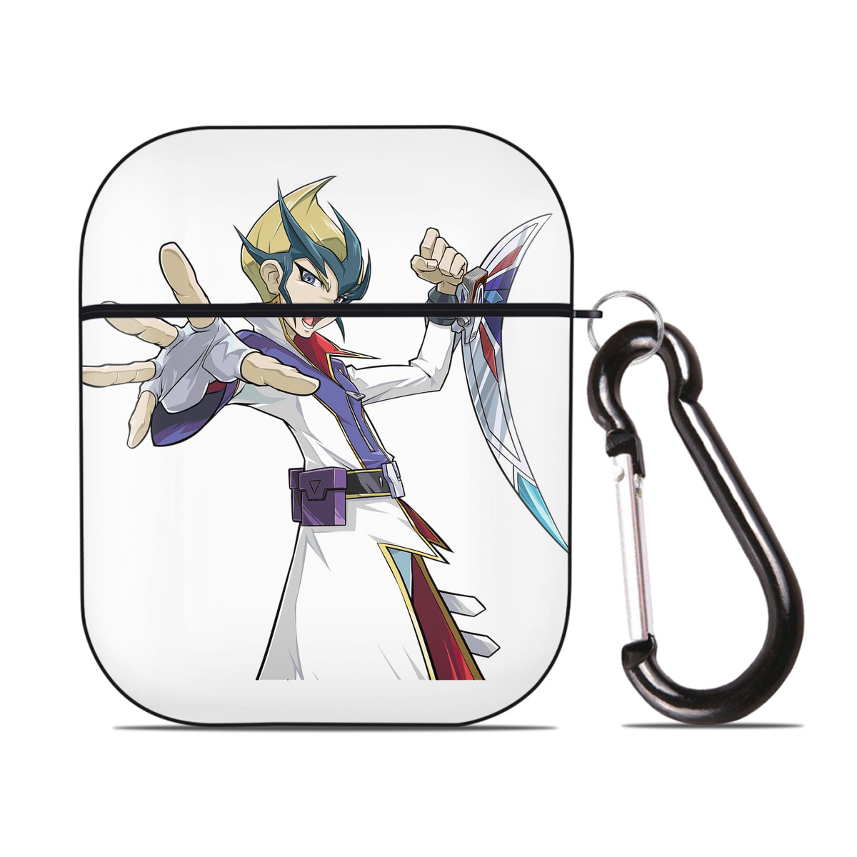 （画像用） 遊☆戯☆王 Yu-Gi-Oh! AirPods 第2世代保護ケース ハードシェル ブラック 耐衝撃・防指紋・カラビナ付き