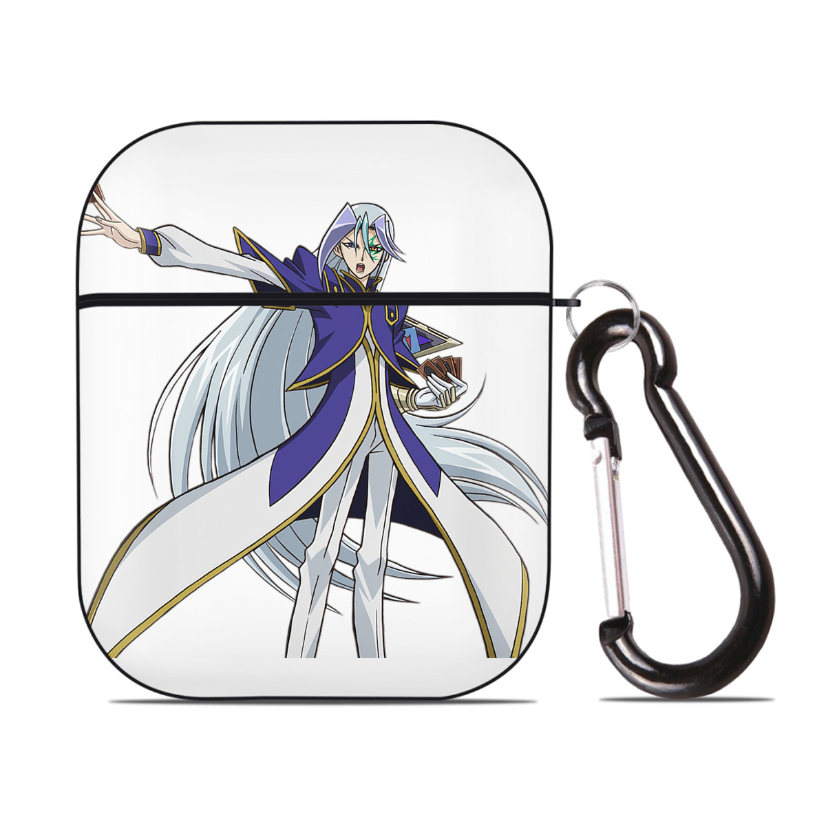 （画像用） 遊☆戯☆王 Yu-Gi-Oh! AirPods 第2世代保護ケース ハードシェル ブラック 耐衝撃・防指紋・カラビナ付き