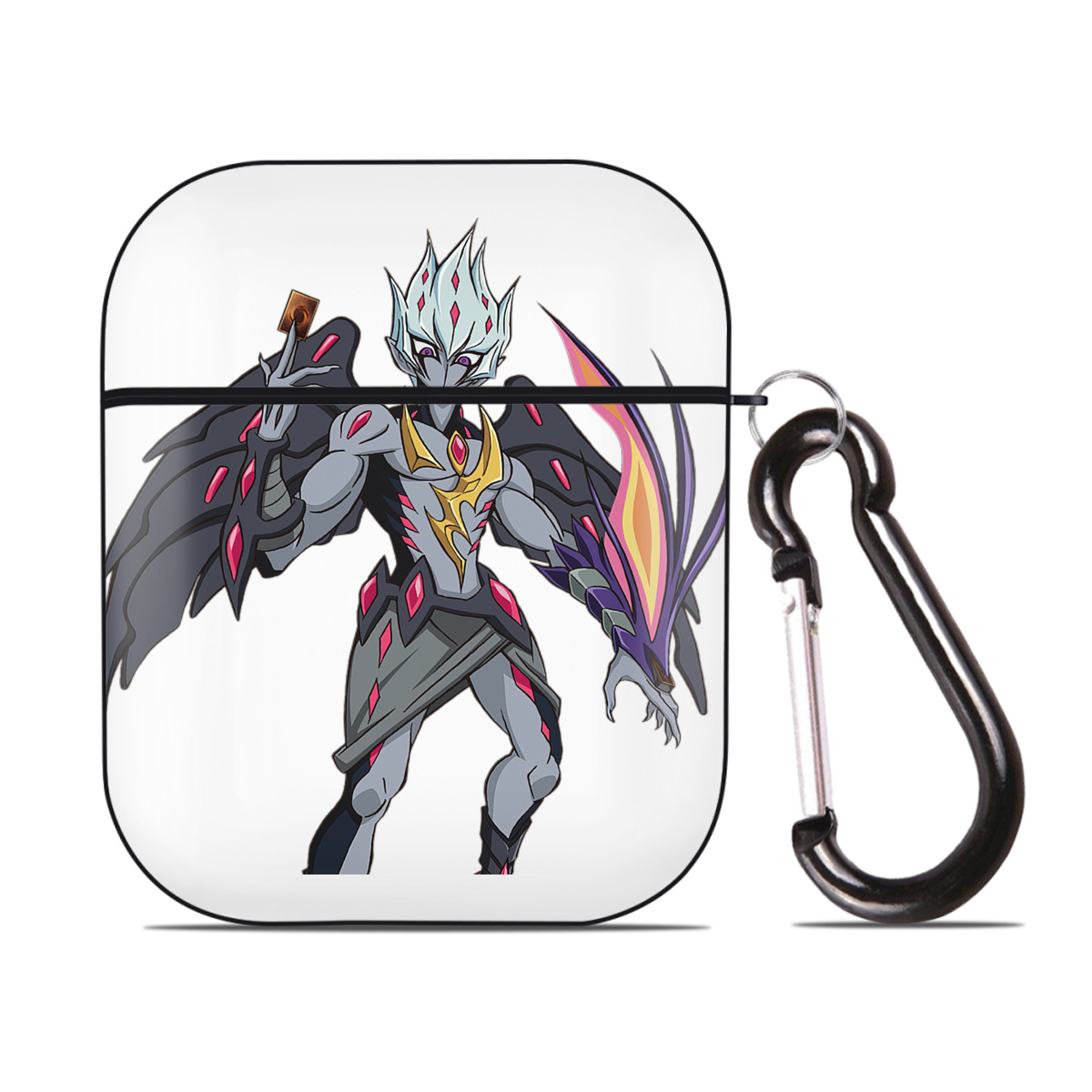 （画像用） 遊☆戯☆王 Yu-Gi-Oh! AirPods 第2世代保護ケース ハードシェル ブラック 耐衝撃・防指紋・カラビナ付き