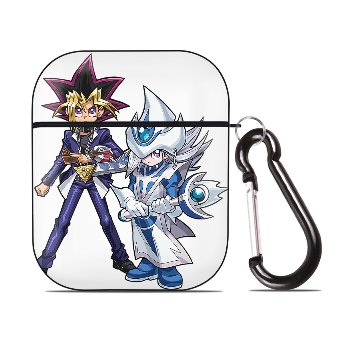 （画像用） 遊☆戯☆王 Yu-Gi-Oh! AirPods 第2世代保護ケース ハードシェル ブラック 耐衝撃・防指紋・カラビナ付き