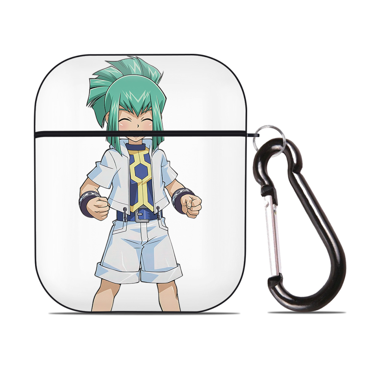 （画像用） 遊☆戯☆王 Yu-Gi-Oh! AirPods 第2世代保護ケース ハードシェル ブラック 耐衝撃・防指紋・カラビナ付き