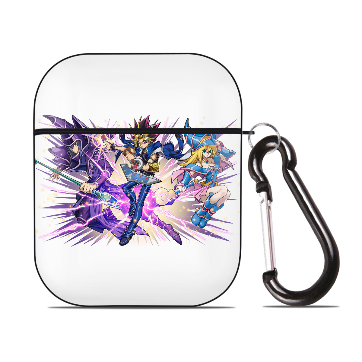 （画像用） 遊☆戯☆王 Yu-Gi-Oh! AirPods 第2世代保護ケース ハードシェル ブラック 耐衝撃・防指紋・カラビナ付き
