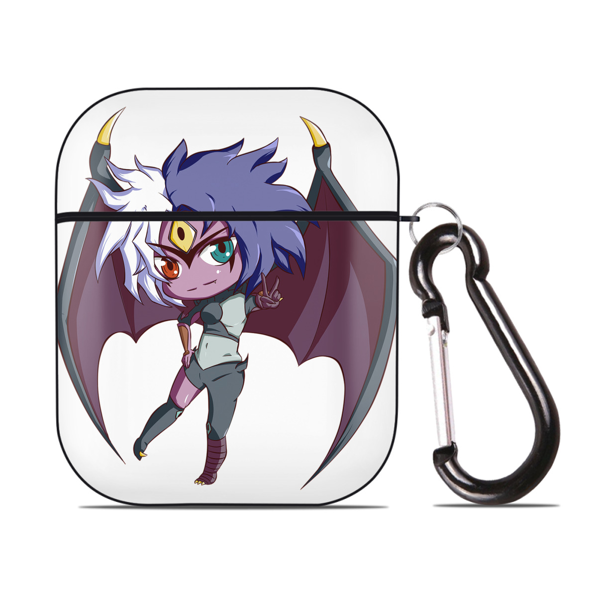 （画像用） 遊☆戯☆王 Yu-Gi-Oh! AirPods 第2世代保護ケース ハードシェル ブラック 耐衝撃・防指紋・カラビナ付き