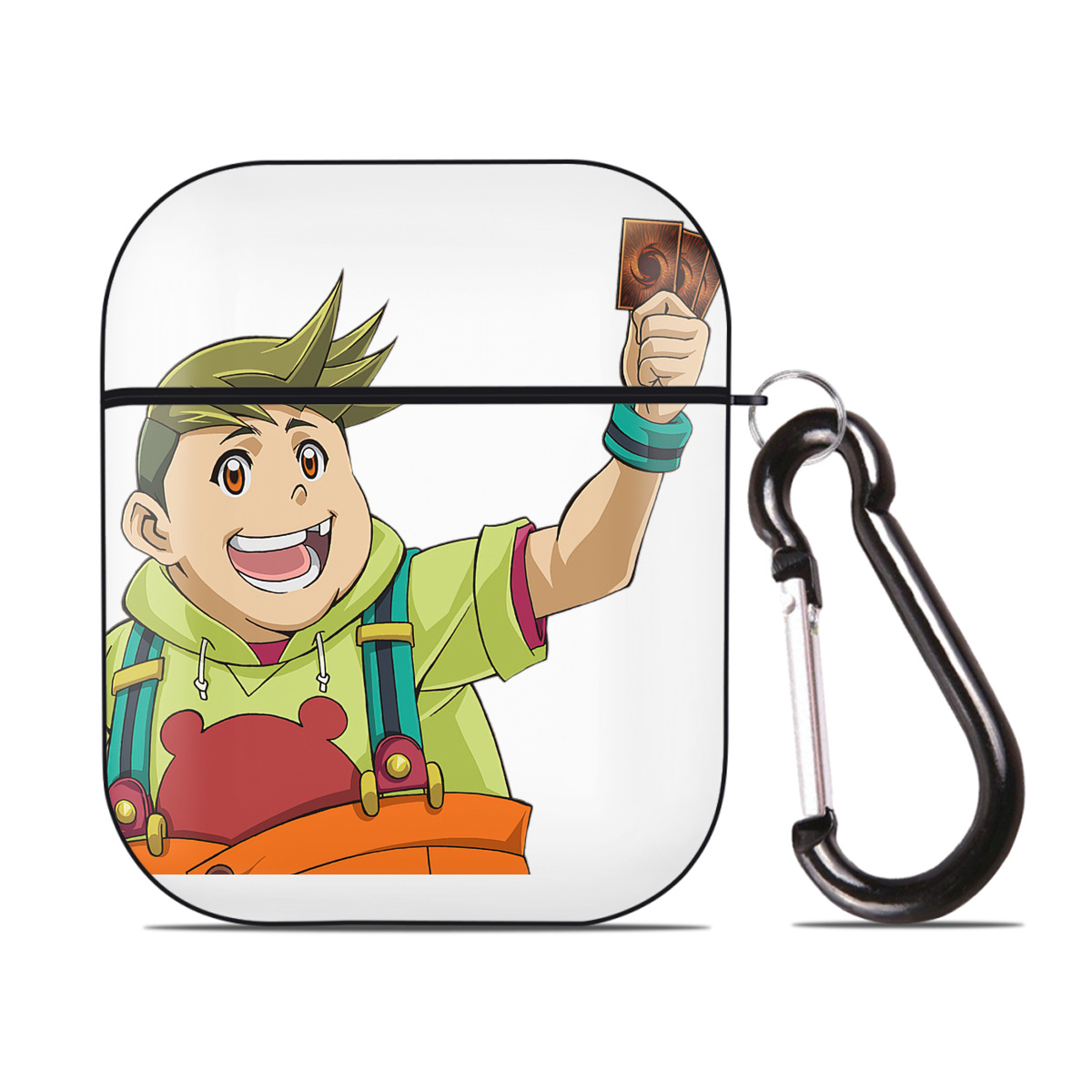 （画像用） 遊☆戯☆王 Yu-Gi-Oh! AirPods 第2世代保護ケース ハードシェル ブラック 耐衝撃・防指紋・カラビナ付き