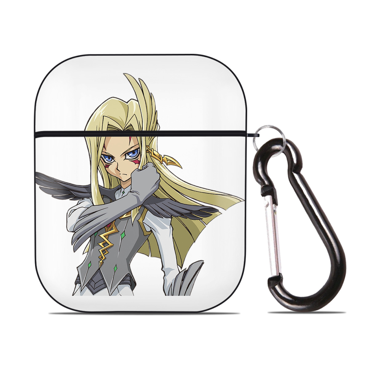 （画像用） 遊☆戯☆王 Yu-Gi-Oh! AirPods 第2世代保護ケース ハードシェル ブラック 耐衝撃・防指紋・カラビナ付き