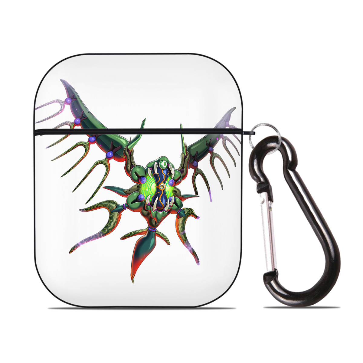 （画像用） 遊☆戯☆王 Yu-Gi-Oh! AirPods 第2世代保護ケース ハードシェル ブラック 耐衝撃・防指紋・カラビナ付き