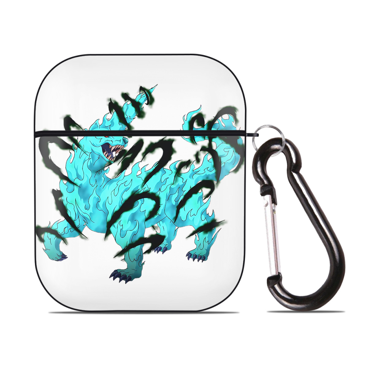 （画像用） 遊☆戯☆王 Yu-Gi-Oh! AirPods 第2世代保護ケース ハードシェル ブラック 耐衝撃・防指紋・カラビナ付き