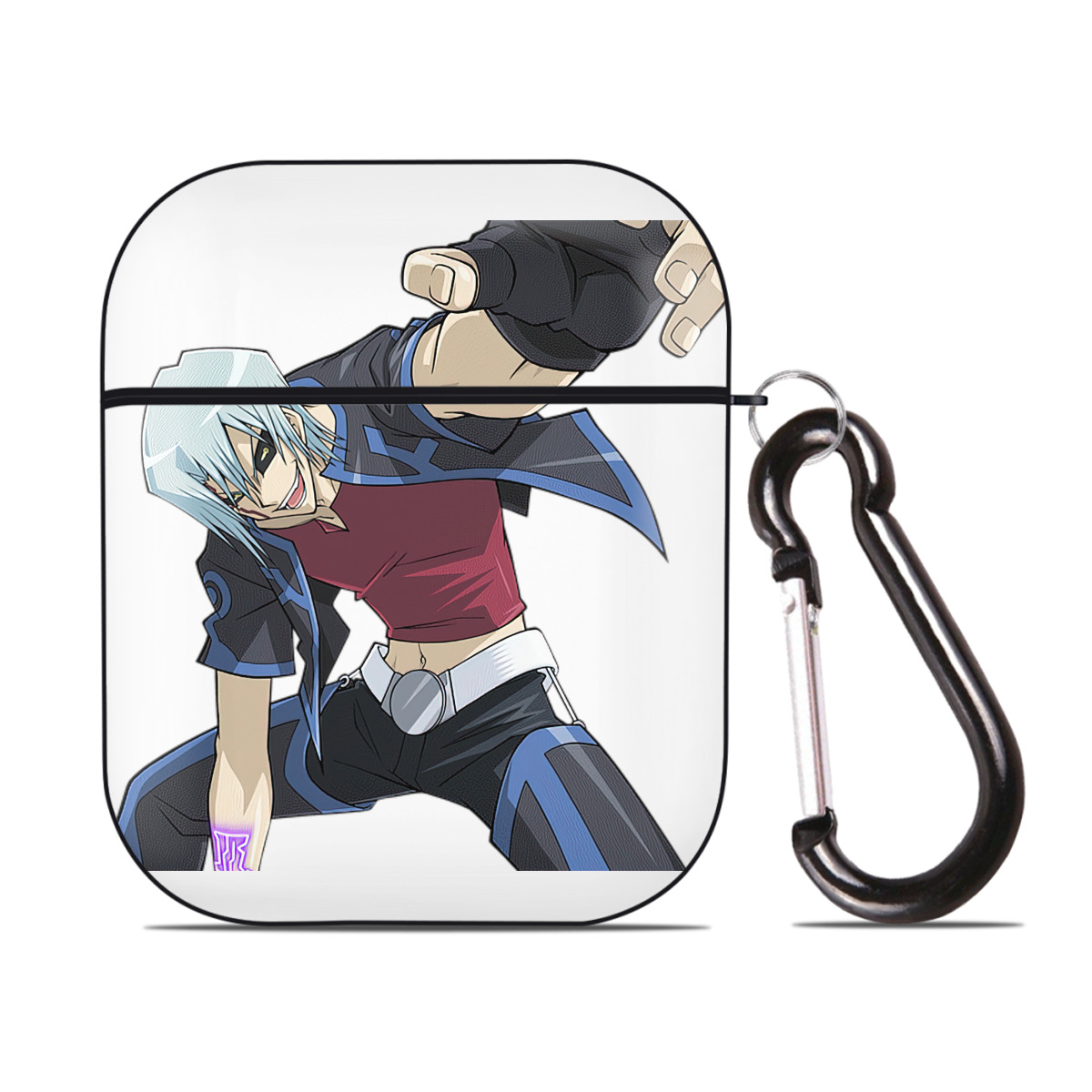 （画像用） 遊☆戯☆王 Yu-Gi-Oh! AirPods 第2世代保護ケース ハードシェル ブラック 耐衝撃・防指紋・カラビナ付き