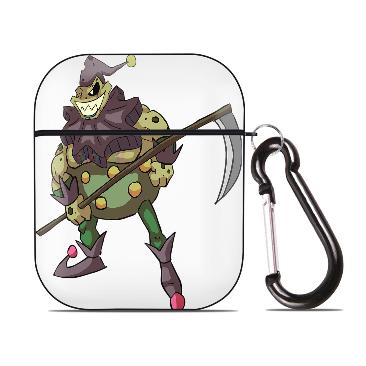 （画像用） 遊☆戯☆王 Yu-Gi-Oh! AirPods 第2世代保護ケース ハードシェル ブラック 耐衝撃・防指紋・カラビナ付き