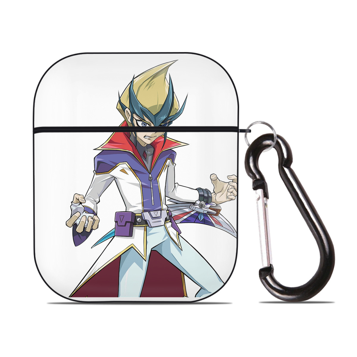 （画像用） 遊☆戯☆王 Yu-Gi-Oh! AirPods 第2世代保護ケース ハードシェル ブラック 耐衝撃・防指紋・カラビナ付き