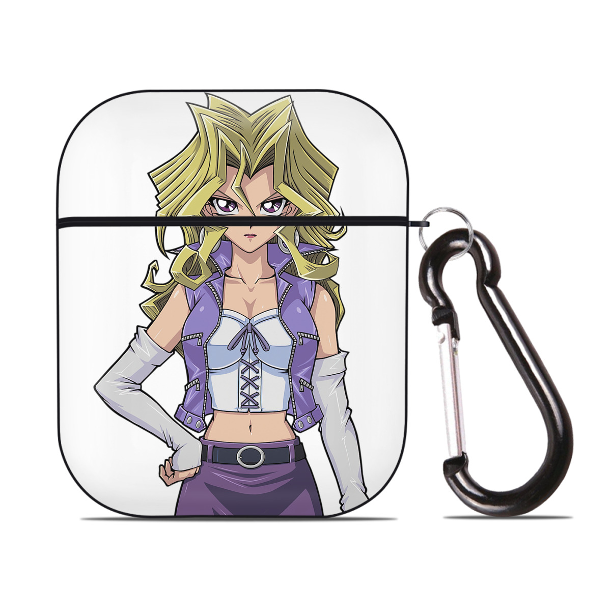 （画像用） 遊☆戯☆王 Yu-Gi-Oh! AirPods 第2世代保護ケース ハードシェル ブラック 耐衝撃・防指紋・カラビナ付き