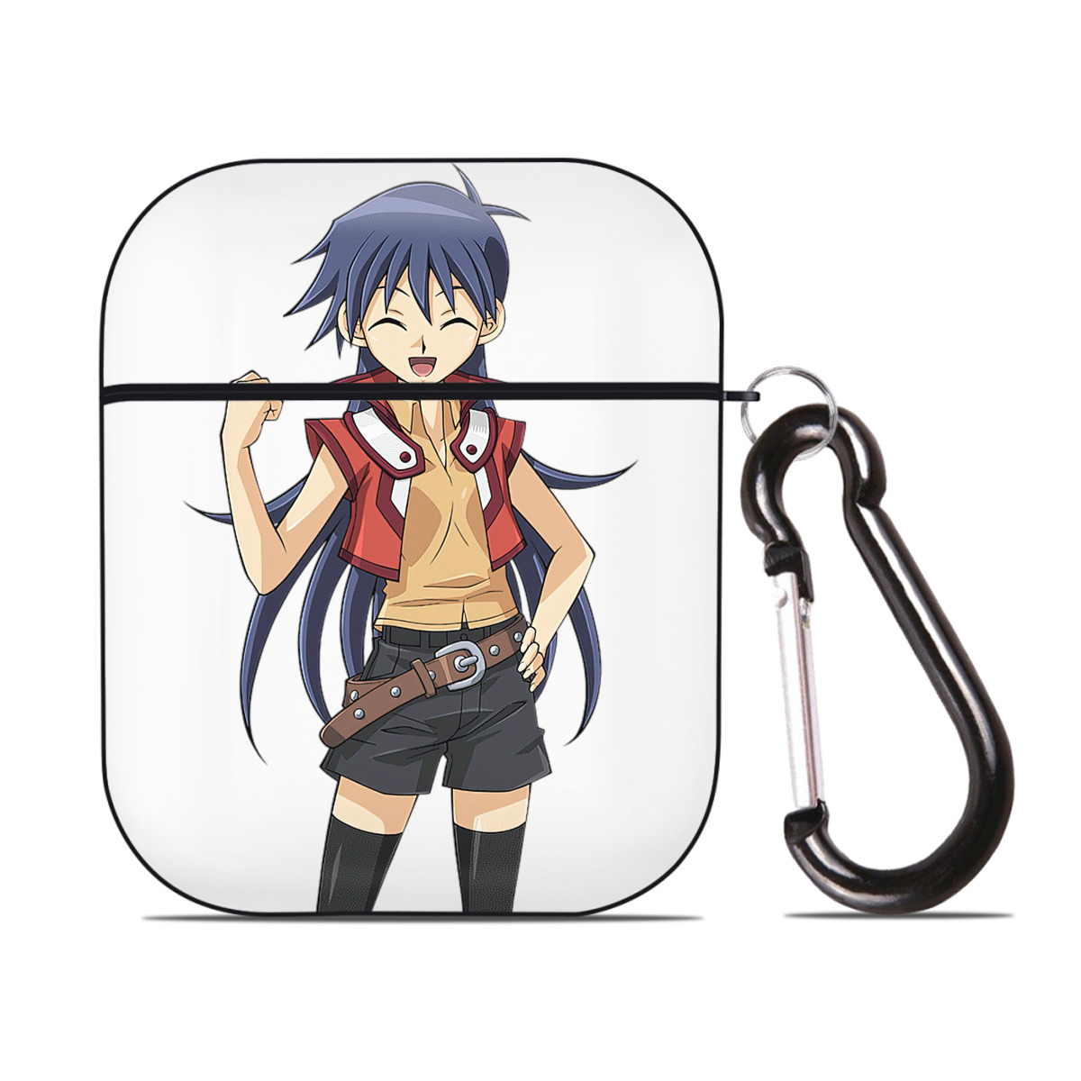（画像用） 遊☆戯☆王 Yu-Gi-Oh! AirPods 第2世代保護ケース ハードシェル ブラック 耐衝撃・防指紋・カラビナ付き