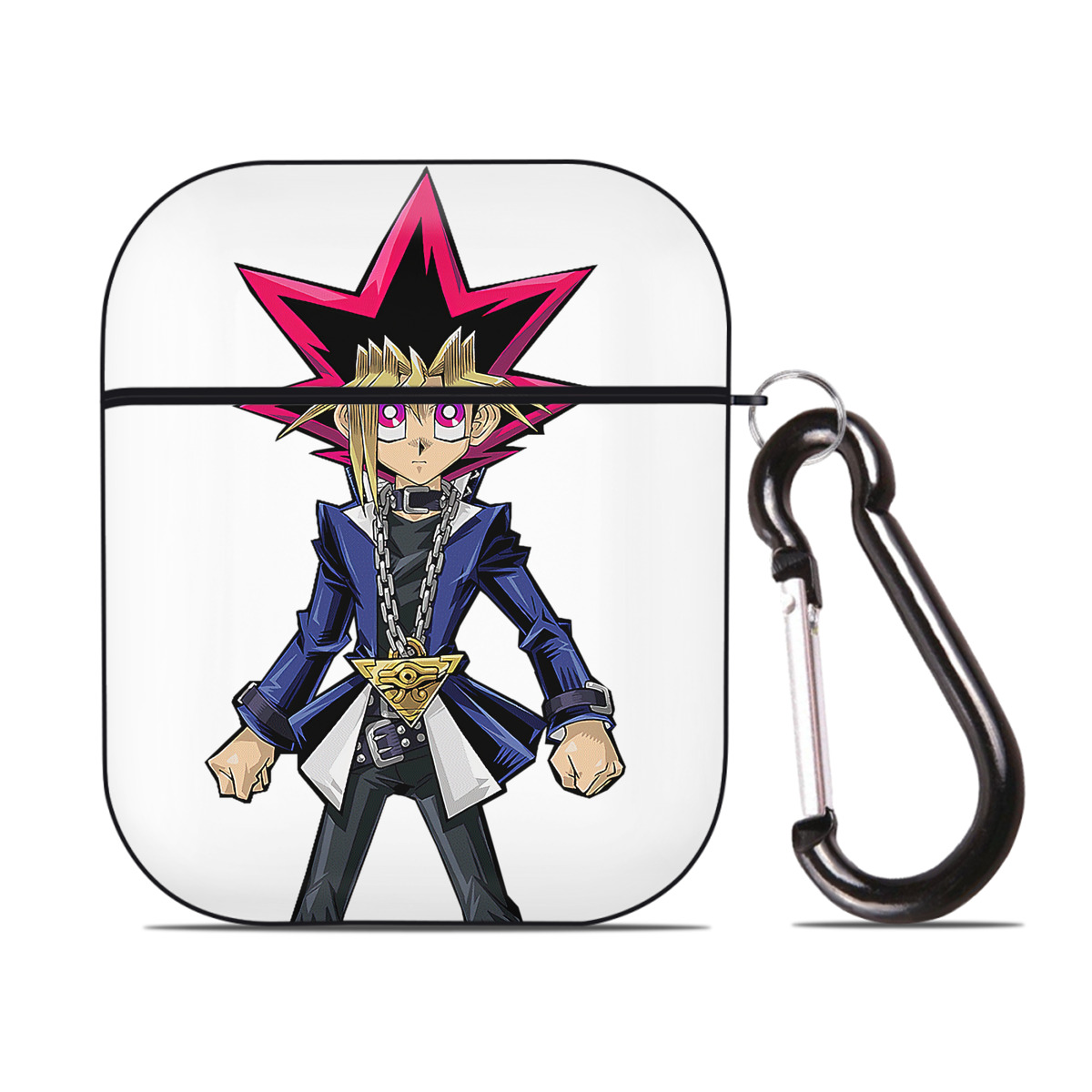 （画像用） 遊☆戯☆王 Yu-Gi-Oh! AirPods 第2世代保護ケース ハードシェル ブラック 耐衝撃・防指紋・カラビナ付き
