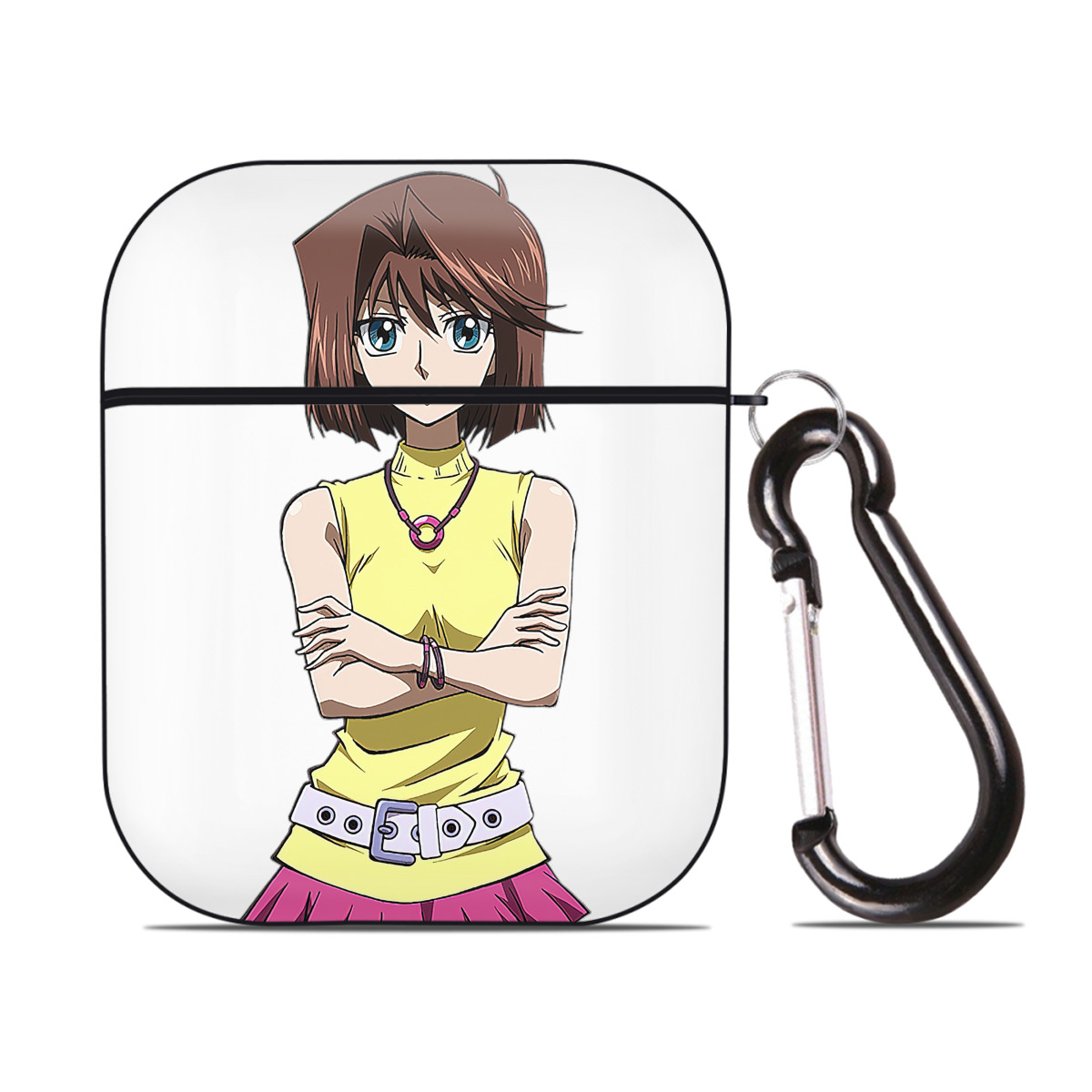 （画像用） 遊☆戯☆王 Yu-Gi-Oh! AirPods 第2世代保護ケース ハードシェル ブラック 耐衝撃・防指紋・カラビナ付き
