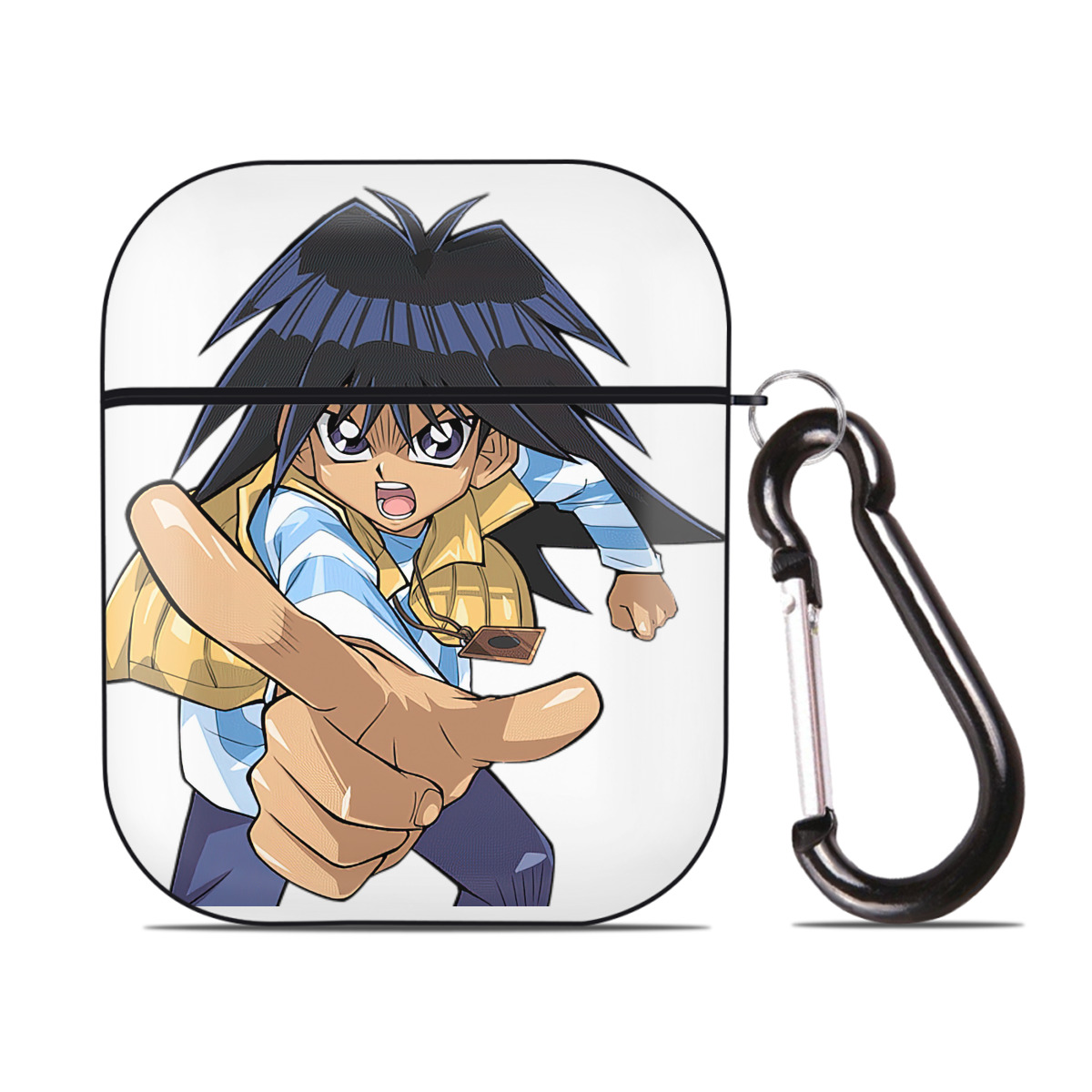 （画像用） 遊☆戯☆王 Yu-Gi-Oh! AirPods 第2世代保護ケース ハードシェル ブラック 耐衝撃・防指紋・カラビナ付き