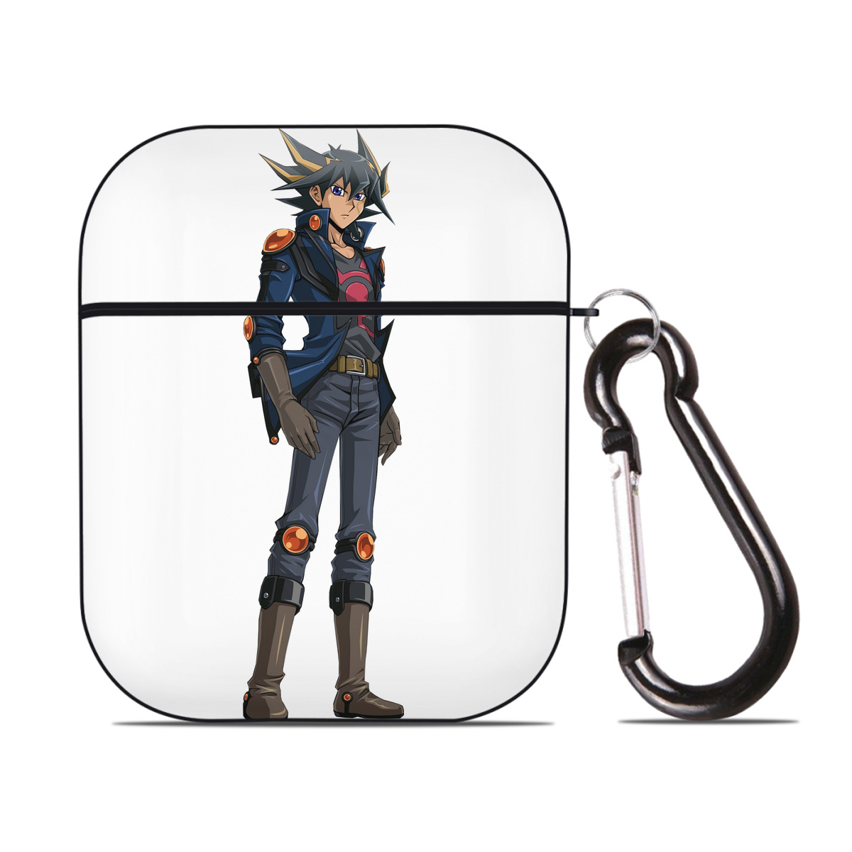 （画像用） 遊☆戯☆王 Yu-Gi-Oh! AirPods 第2世代保護ケース ハードシェル ブラック 耐衝撃・防指紋・カラビナ付き