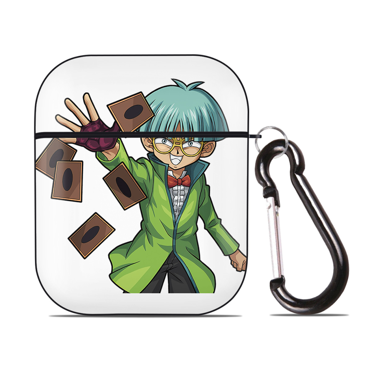 （画像用） 遊☆戯☆王 Yu-Gi-Oh! AirPods 第2世代保護ケース ハードシェル ブラック 耐衝撃・防指紋・カラビナ付き
