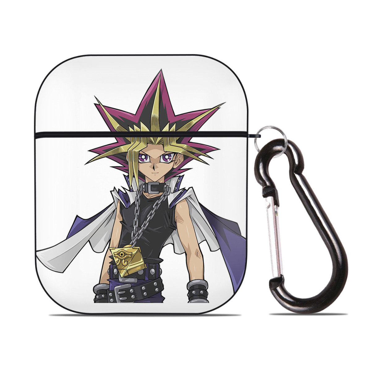 （画像用） 遊☆戯☆王 Yu-Gi-Oh! AirPods 第2世代保護ケース ハードシェル ブラック 耐衝撃・防指紋・カラビナ付き
