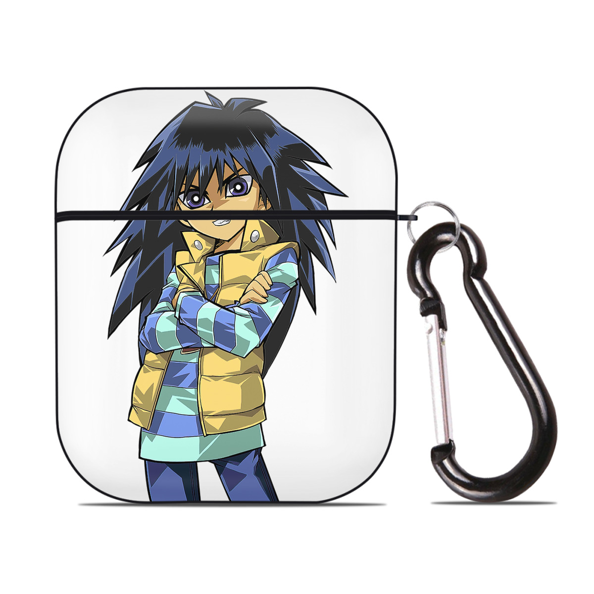 （画像用） 遊☆戯☆王 Yu-Gi-Oh! AirPods 第2世代保護ケース ハードシェル ブラック 耐衝撃・防指紋・カラビナ付き