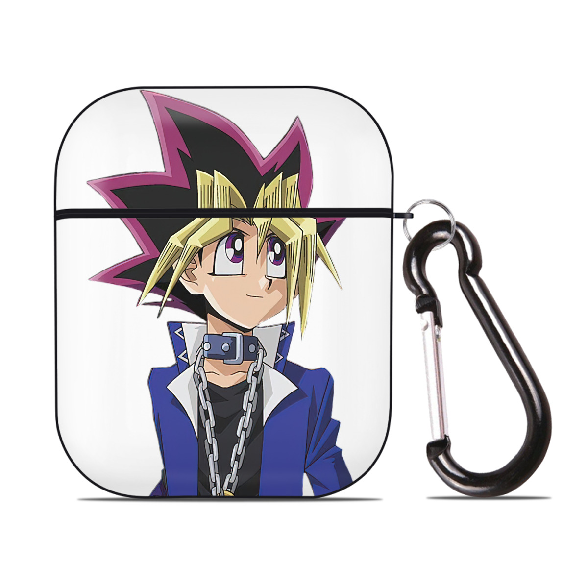 （画像用） 遊☆戯☆王 Yu-Gi-Oh! AirPods 第2世代保護ケース ハードシェル ブラック 耐衝撃・防指紋・カラビナ付き
