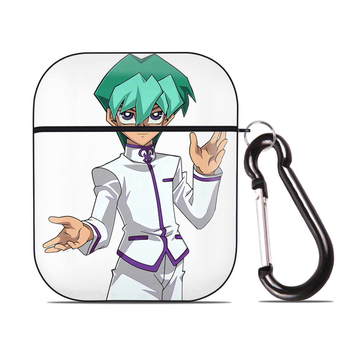 （画像用） 遊☆戯☆王 Yu-Gi-Oh! AirPods 第2世代保護ケース ハードシェル ブラック 耐衝撃・防指紋・カラビナ付き