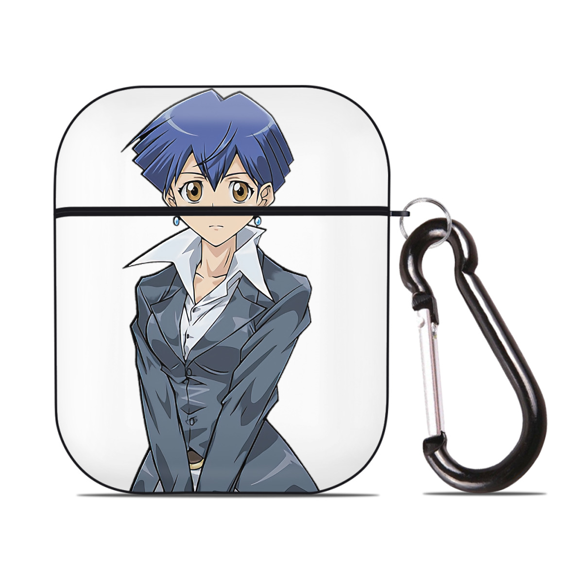 （画像用） 遊☆戯☆王 Yu-Gi-Oh! AirPods 第2世代保護ケース ハードシェル ブラック 耐衝撃・防指紋・カラビナ付き