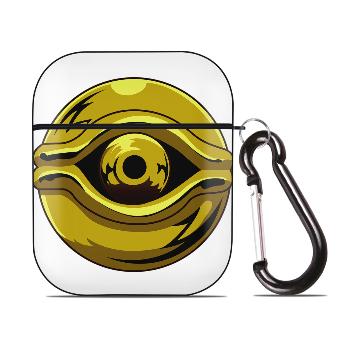 （画像用） 遊☆戯☆王 Yu-Gi-Oh! AirPods 第2世代保護ケース ハードシェル ブラック 耐衝撃・防指紋・カラビナ付き