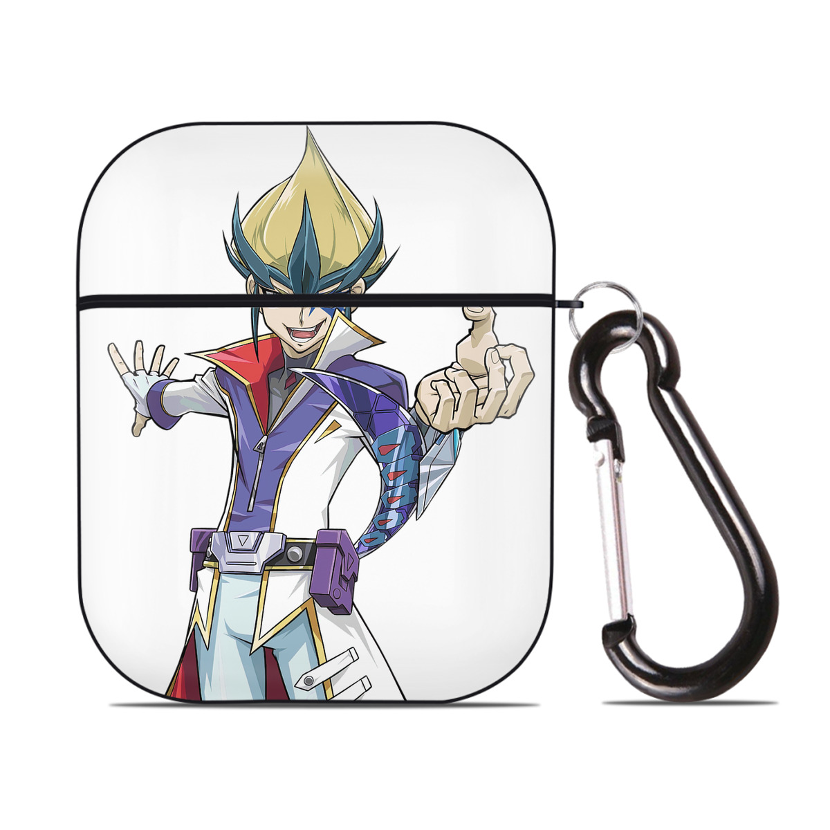 （画像用） 遊☆戯☆王 Yu-Gi-Oh! AirPods 第2世代保護ケース ハードシェル ブラック 耐衝撃・防指紋・カラビナ付き