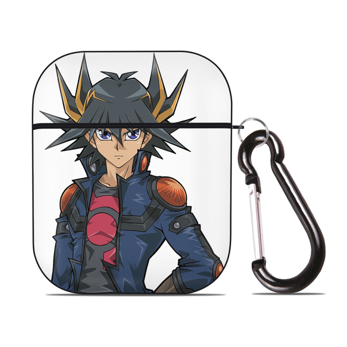 （画像用） 遊☆戯☆王 Yu-Gi-Oh! AirPods 第2世代保護ケース ハードシェル ブラック 耐衝撃・防指紋・カラビナ付き