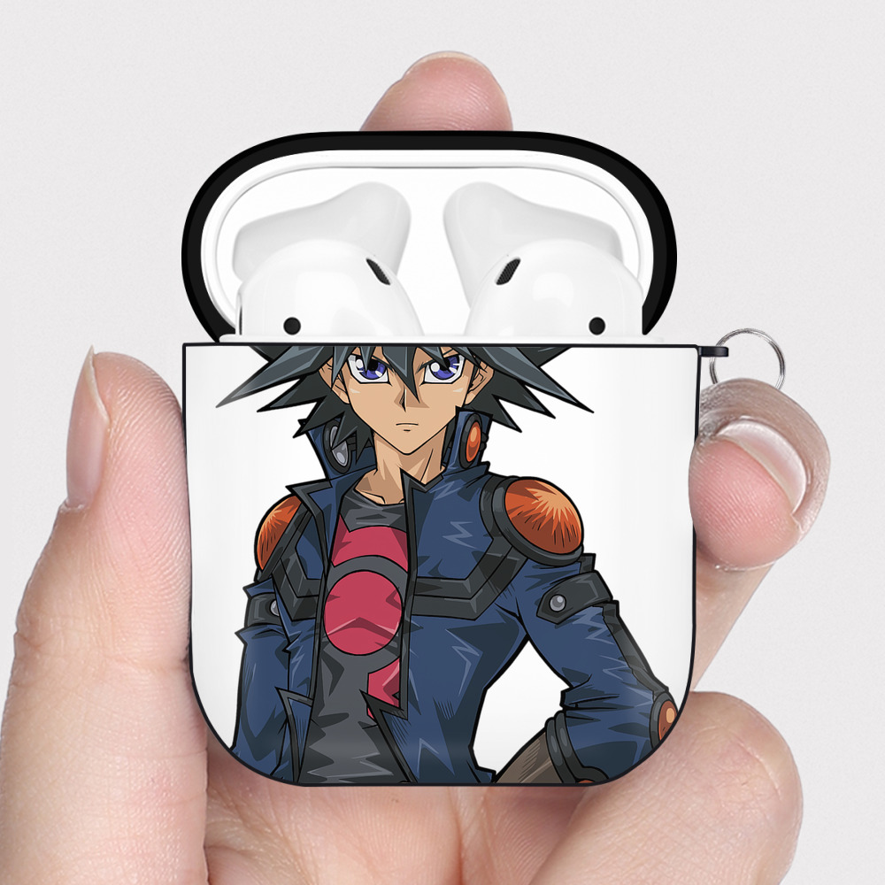 （画像用） 遊☆戯☆王 Yu-Gi-Oh! AirPods 第2世代保護ケース ハードシェル ブラック 耐衝撃・防指紋・カラビナ付き