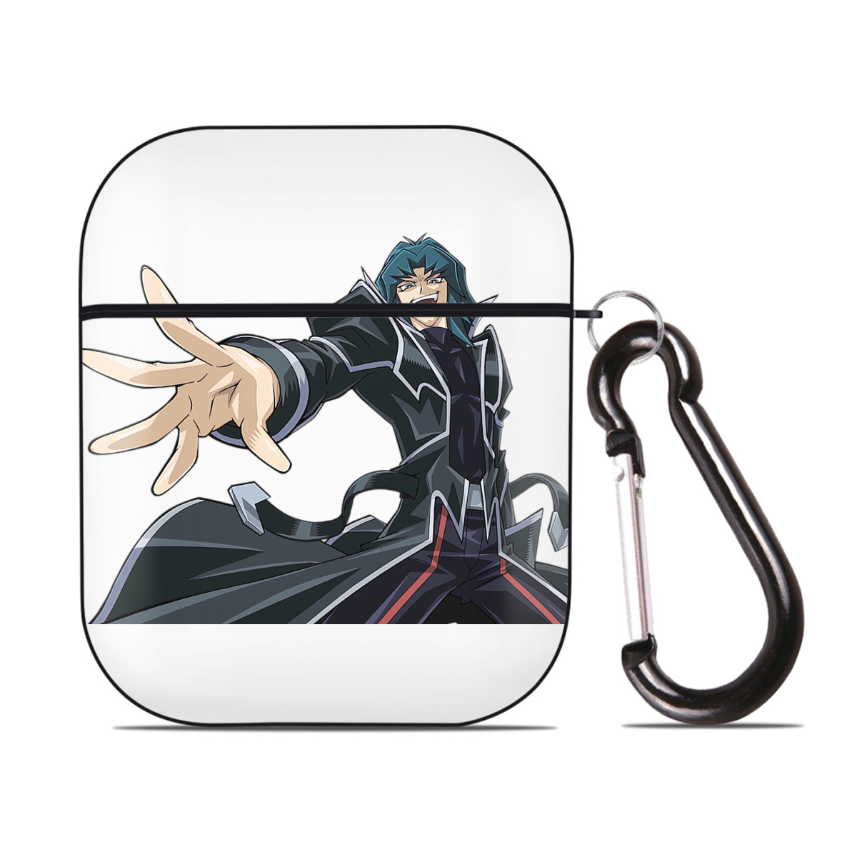 （画像用） 遊☆戯☆王 Yu-Gi-Oh! AirPods 第2世代保護ケース ハードシェル ブラック 耐衝撃・防指紋・カラビナ付き