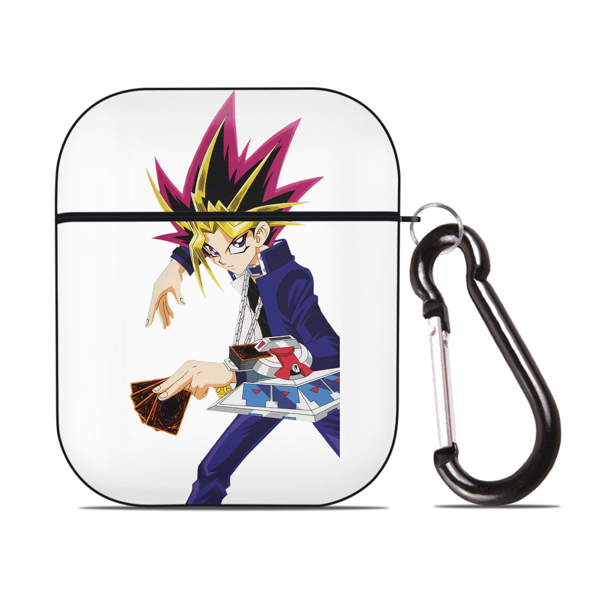 （画像用） 遊☆戯☆王 Yu-Gi-Oh! AirPods 第2世代保護ケース ハードシェル ブラック 耐衝撃・防指紋・カラビナ付き