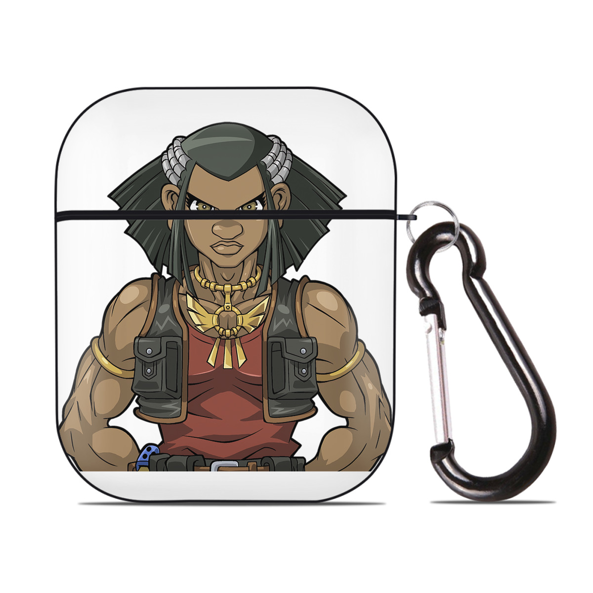 （画像用） 遊☆戯☆王 Yu-Gi-Oh! AirPods 第2世代保護ケース ハードシェル ブラック 耐衝撃・防指紋・カラビナ付き