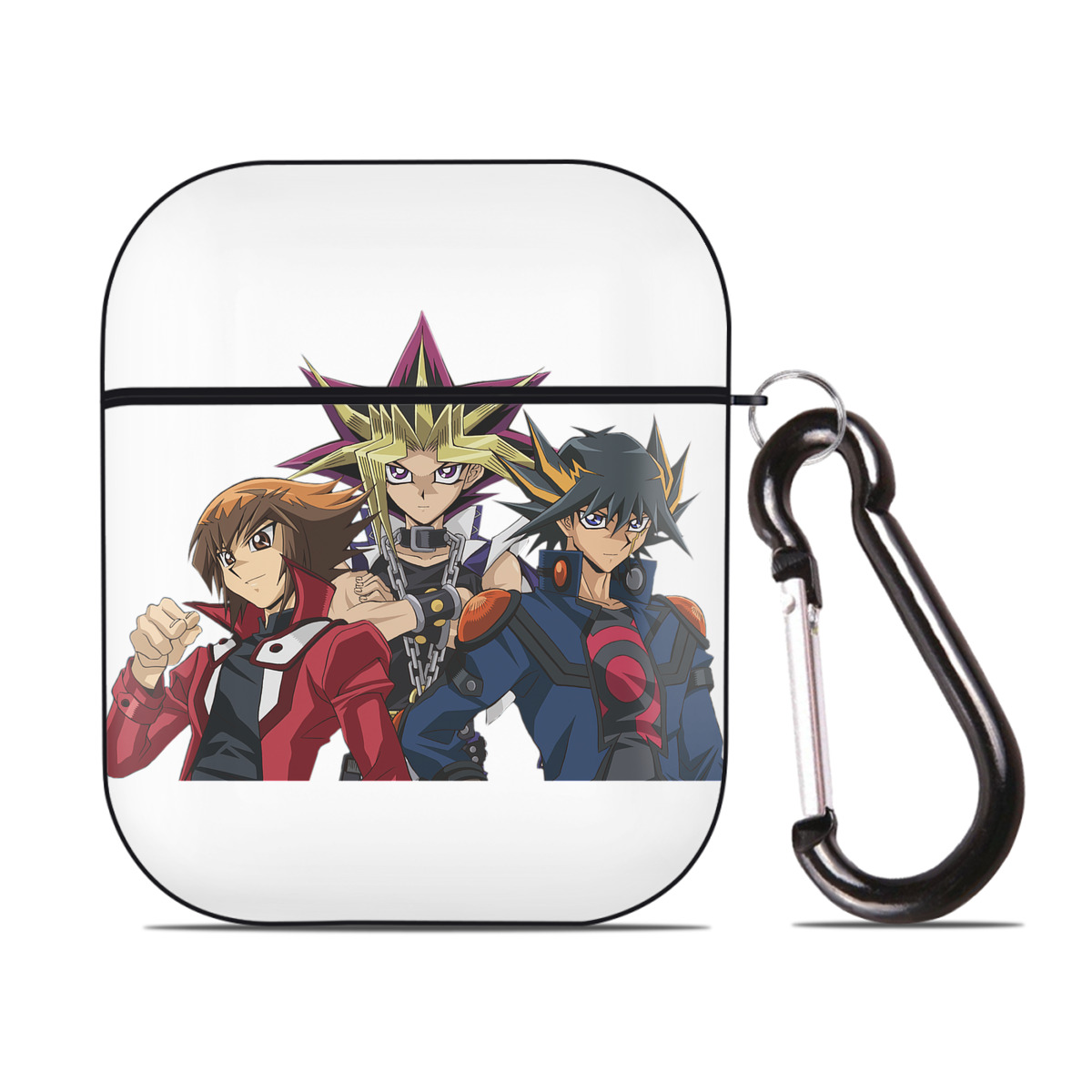 （画像用） 遊☆戯☆王 Yu-Gi-Oh! AirPods 第2世代保護ケース ハードシェル ブラック 耐衝撃・防指紋・カラビナ付き