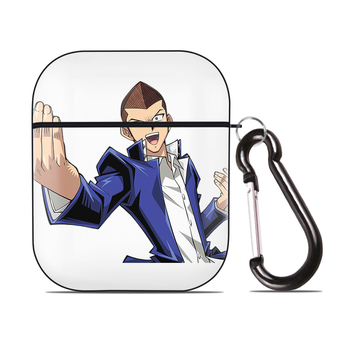 （画像用） 遊☆戯☆王 Yu-Gi-Oh! AirPods 第2世代保護ケース ハードシェル ブラック 耐衝撃・防指紋・カラビナ付き