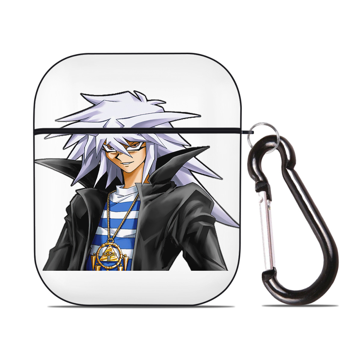 （画像用） 遊☆戯☆王 Yu-Gi-Oh! AirPods 第2世代保護ケース ハードシェル ブラック 耐衝撃・防指紋・カラビナ付き