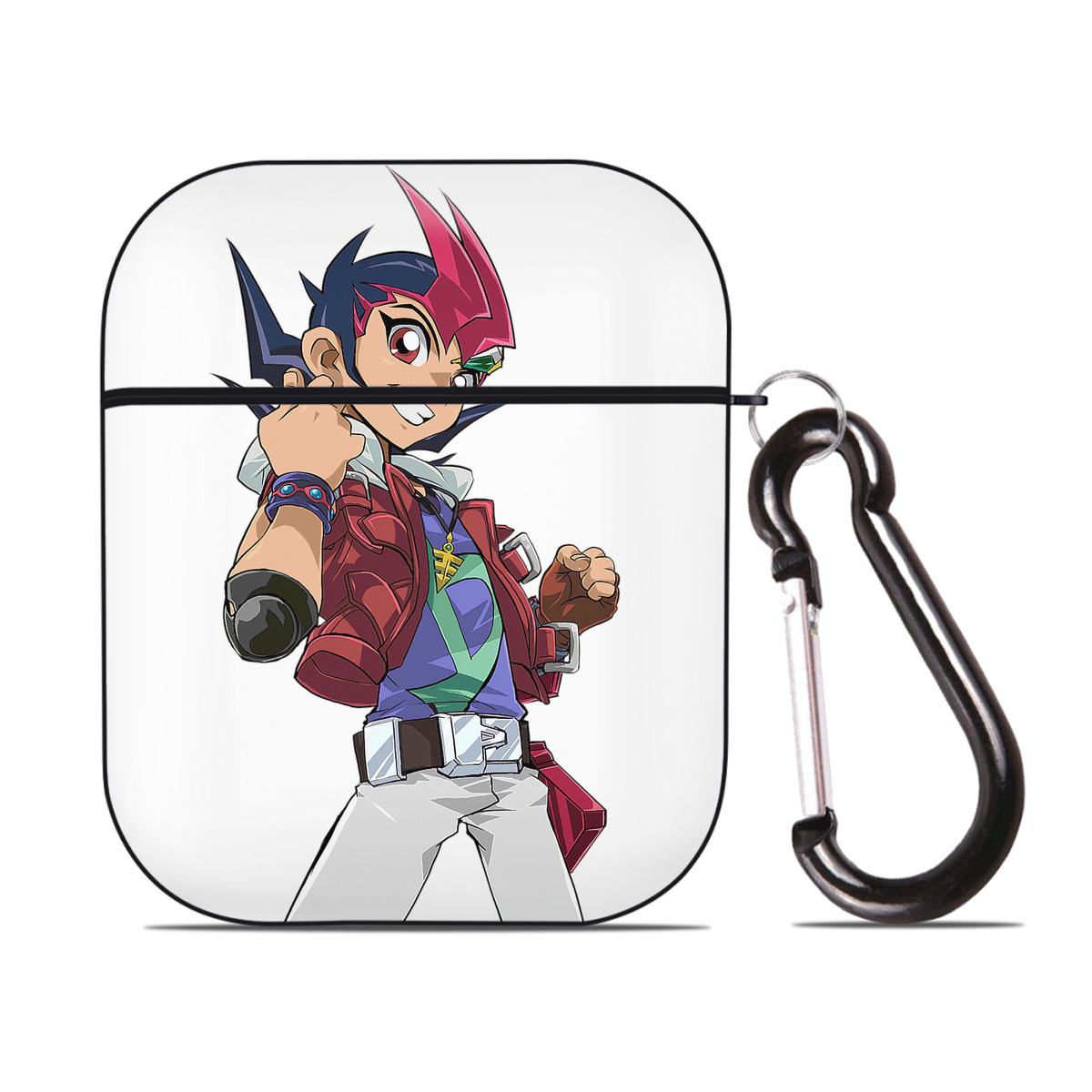 （画像用） 遊☆戯☆王 Yu-Gi-Oh! AirPods 第2世代保護ケース ハードシェル ブラック 耐衝撃・防指紋・カラビナ付き