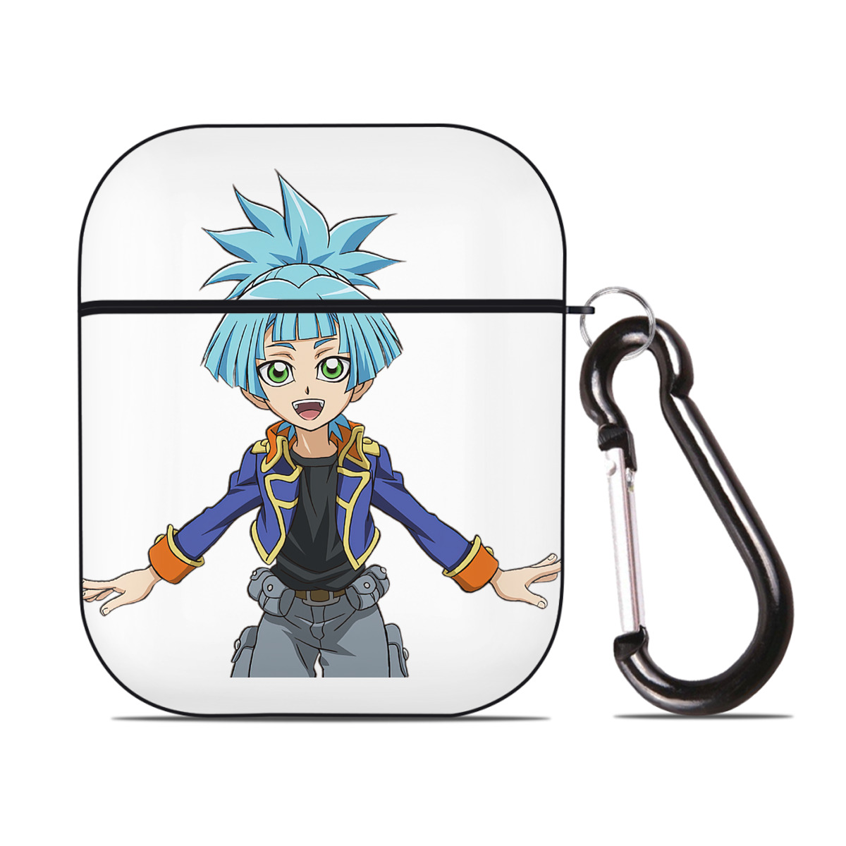 （画像用） 遊☆戯☆王 Yu-Gi-Oh! AirPods 第2世代保護ケース ハードシェル ブラック 耐衝撃・防指紋・カラビナ付き