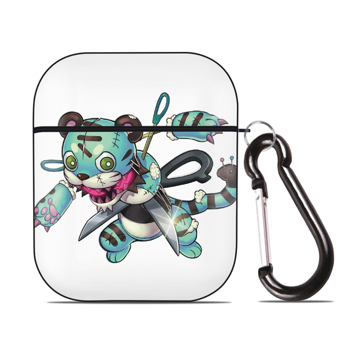 （画像用） 遊☆戯☆王 Yu-Gi-Oh! AirPods 第2世代保護ケース ハードシェル ブラック 耐衝撃・防指紋・カラビナ付き