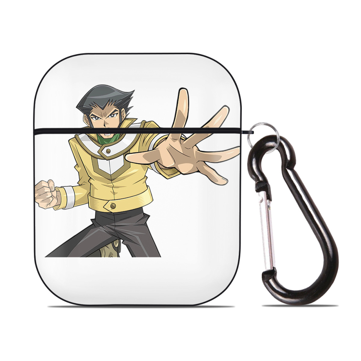 （画像用） 遊☆戯☆王 Yu-Gi-Oh! AirPods 第2世代保護ケース ハードシェル ブラック 耐衝撃・防指紋・カラビナ付き