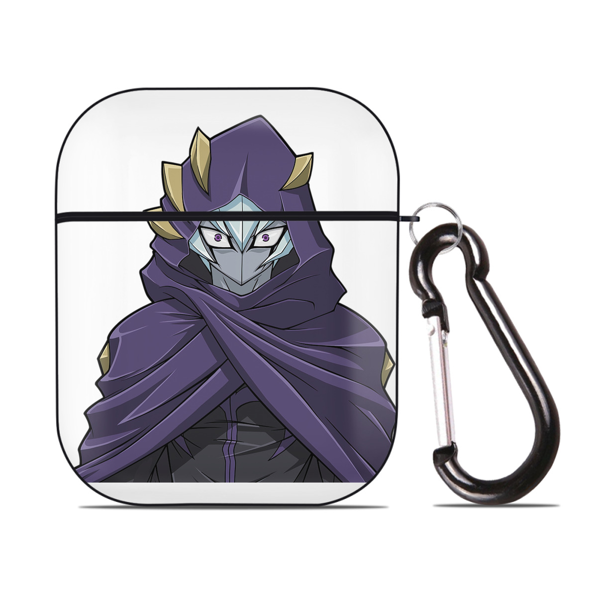 （画像用） 遊☆戯☆王 Yu-Gi-Oh! AirPods 第2世代保護ケース ハードシェル ブラック 耐衝撃・防指紋・カラビナ付き