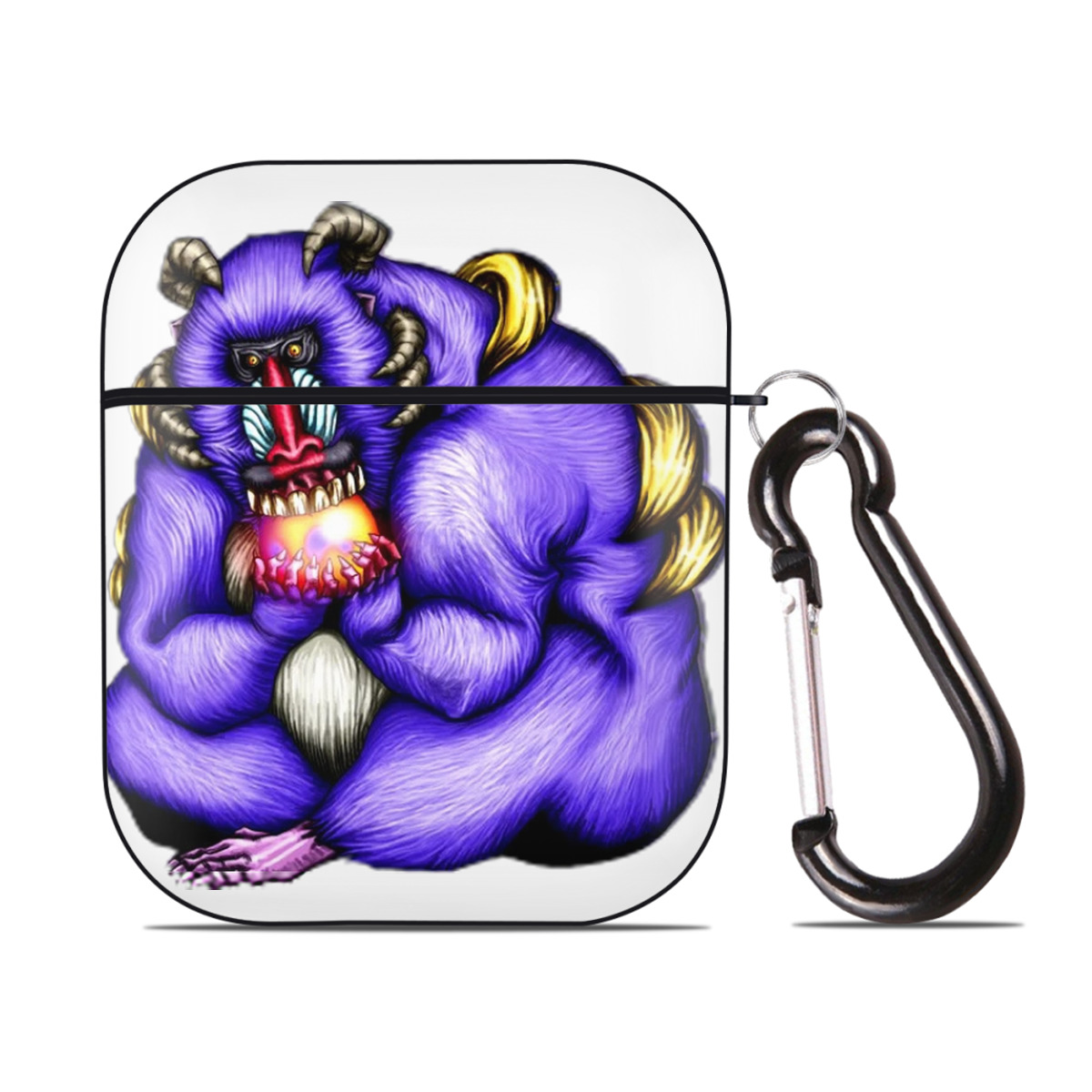 （画像用） 遊☆戯☆王 Yu-Gi-Oh! AirPods 第2世代保護ケース ハードシェル ブラック 耐衝撃・防指紋・カラビナ付き