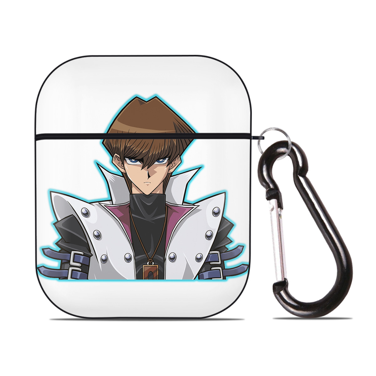 （画像用） 遊☆戯☆王 Yu-Gi-Oh! AirPods 第2世代保護ケース ハードシェル ブラック 耐衝撃・防指紋・カラビナ付き